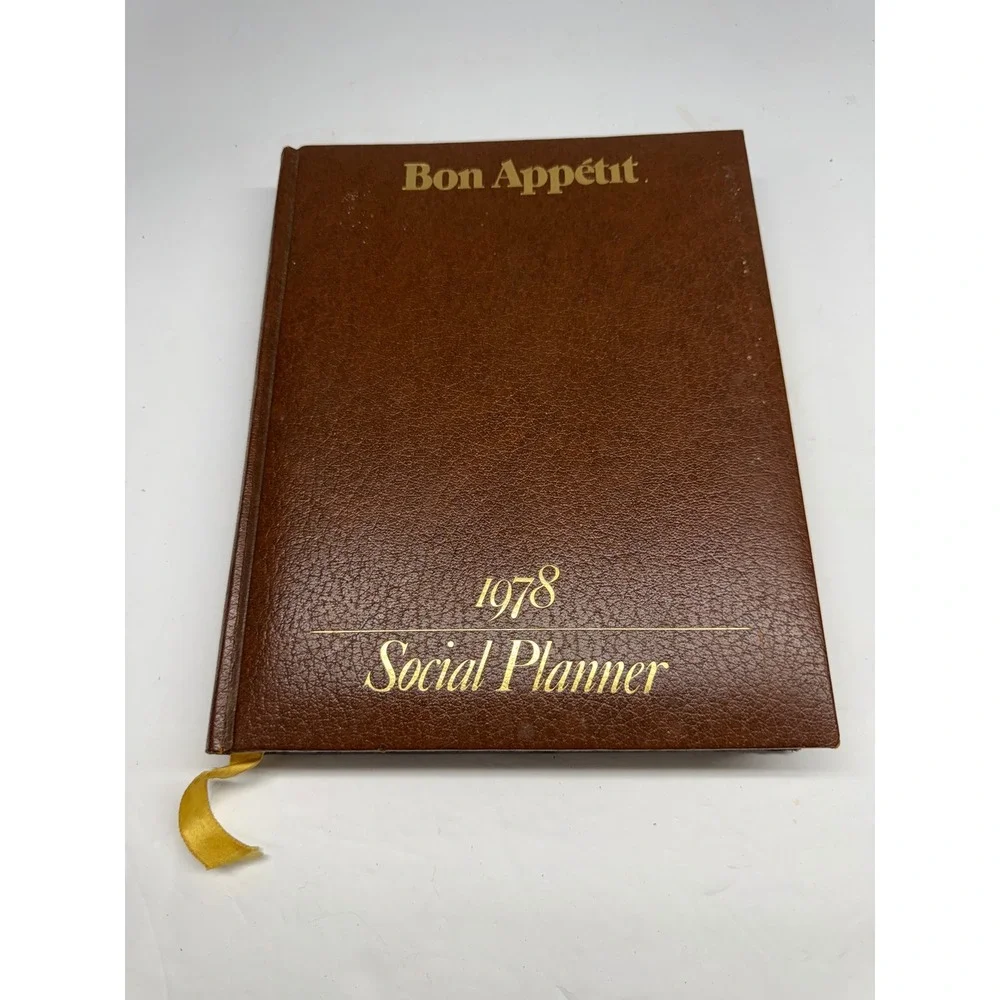 Vintage 1978 Bon Appetit Social Planner Hardcover Recipe Book Calendar Brown